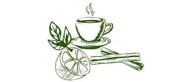 Sketched Cup of Tea, Lemon, Peppermint and Cinnamon